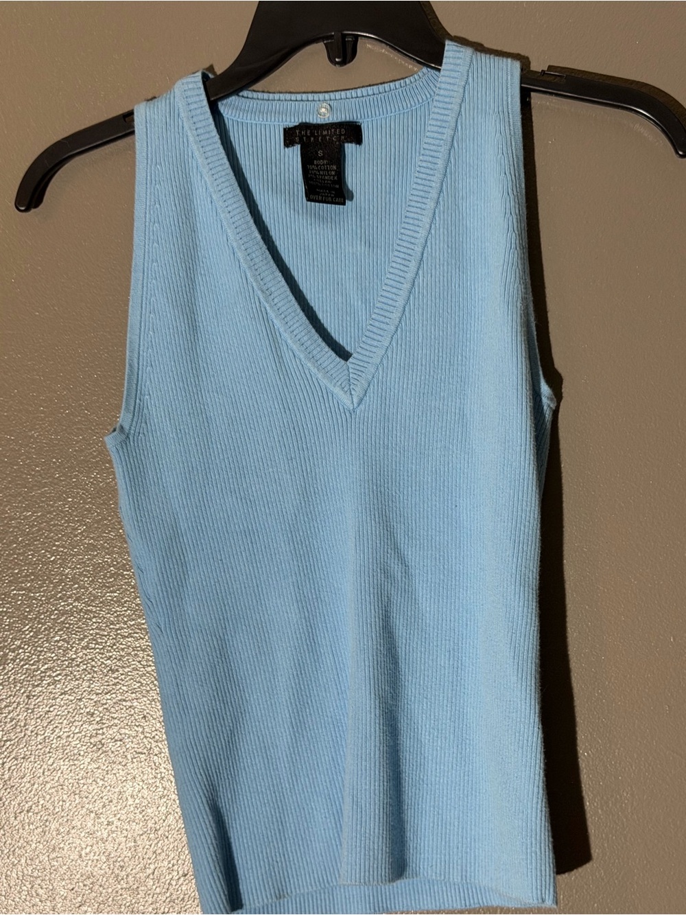 The Limited Light Blue Ribbed V-Neck Tank